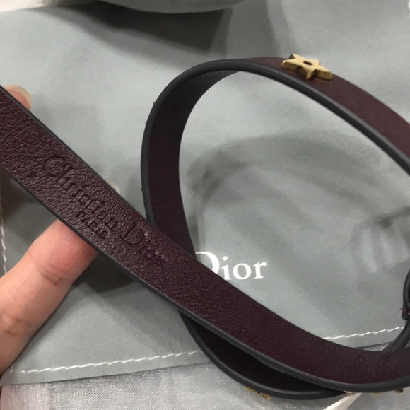 Dior jadior leather bracelet/choker in burgundy - Picture 3 of 5